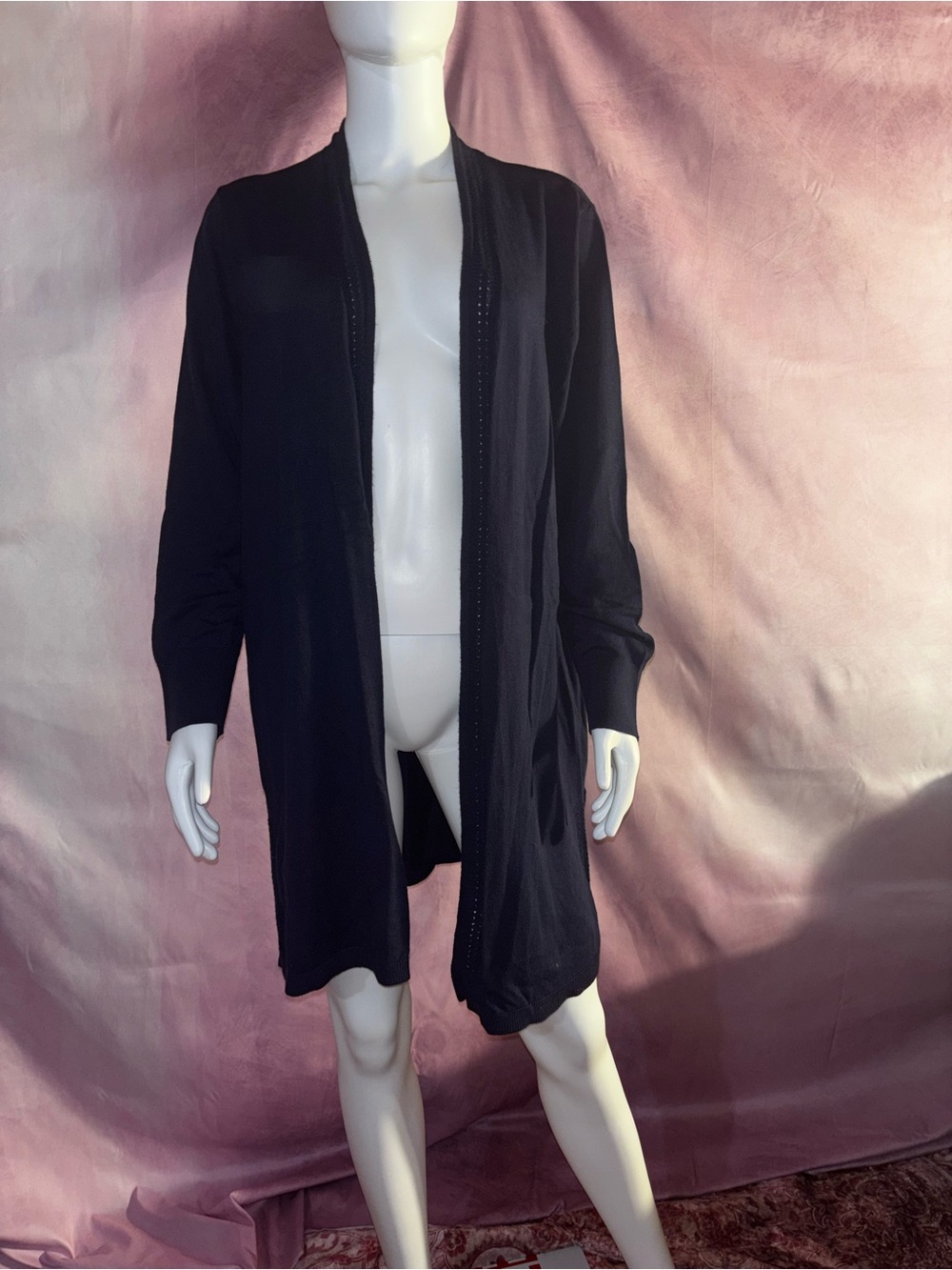 LOFT Black Open-Front Long Cardigan